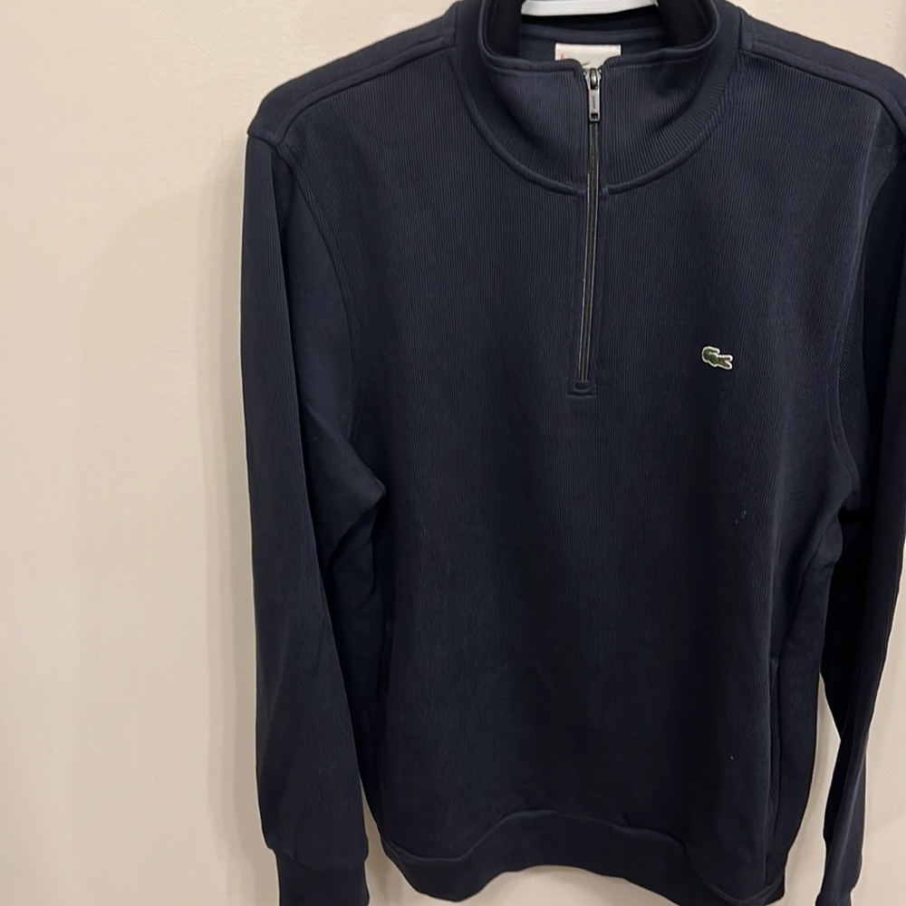 Lacoste Navy blue quarter zip pullover